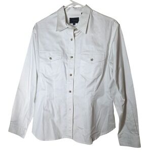 Roper Womens Long Sleeve Cotton Western Style Button Up Shirt Size M White